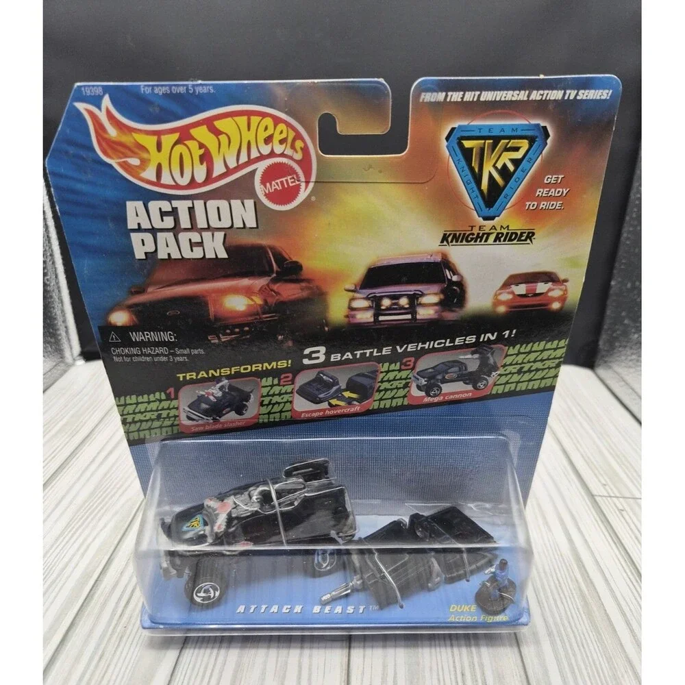 Vintage Team Knight Rider Hot Wheels Action Pack TKR Attack Beast w/Attachments
